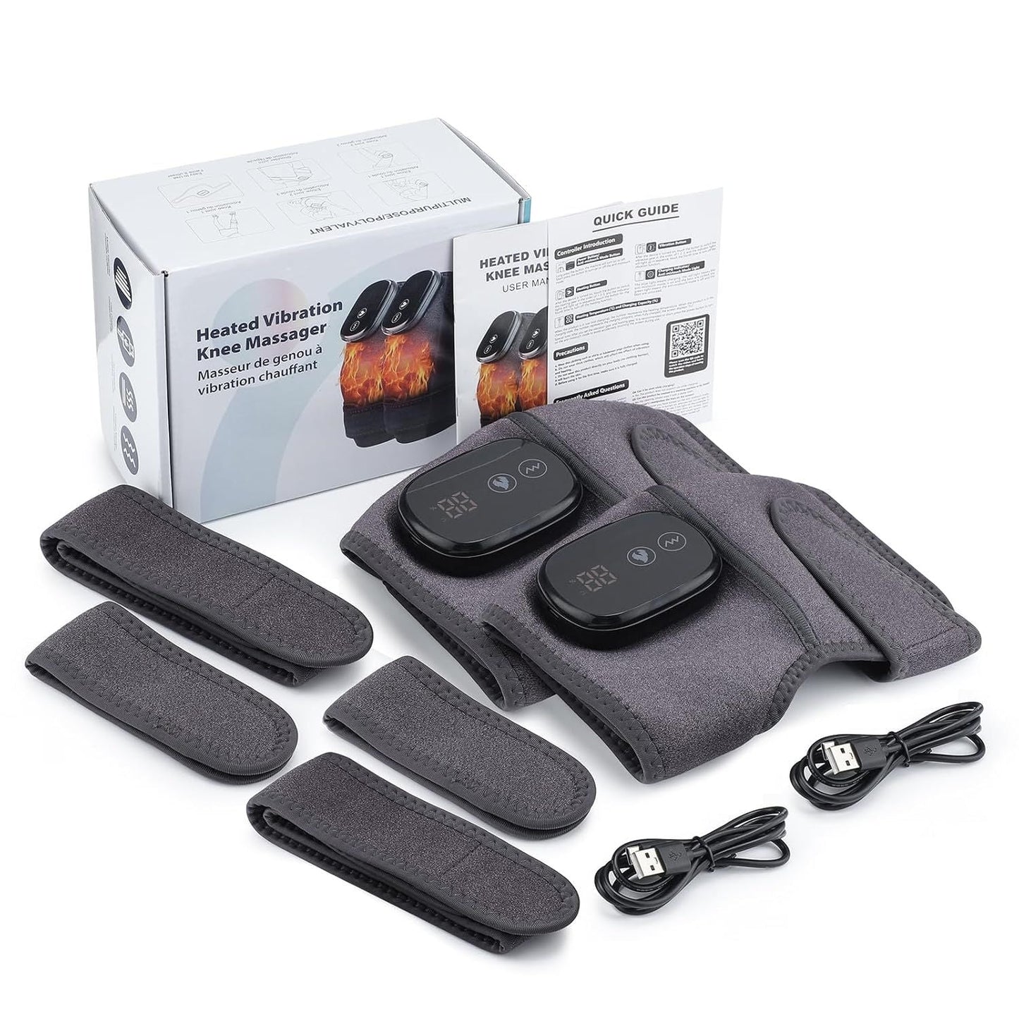 Electric Knee Massager – Heated Vibrating Knee Brace | 3-in-1 Cordless Pain Relief Wrap