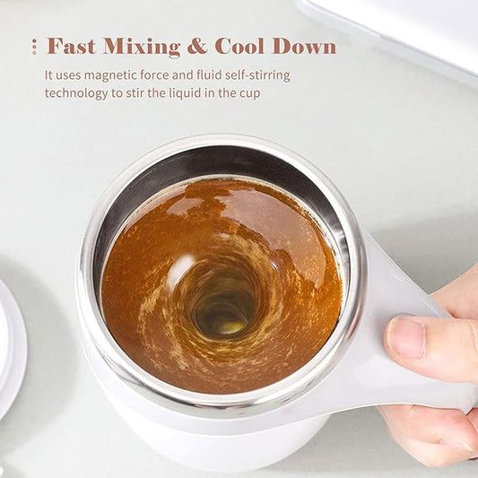 Self Stirring Mug 380ml with Lid – Auto Magnetic Mixing Cup for Coffee & Protein