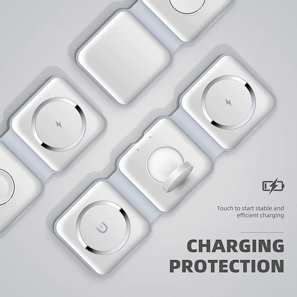 3-in-1 Wireless Charging Pad – Fast Charge iPhone, Apple Watch & AirPods with 15W Qi-Certified Stand