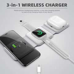 3-in-1 Wireless Charging Pad – Fast Charge iPhone, Apple Watch & AirPods with 15W Qi-Certified Stand