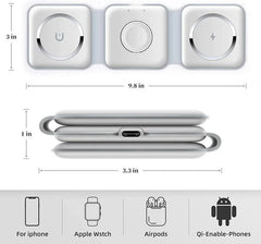 3-in-1 Wireless Charging Pad – Fast Charge iPhone, Apple Watch & AirPods with 15W Qi-Certified Stand