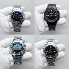 Casio Analogue Digital Mens Watch – Stainless Steel Black Dial 50M Water Resistant