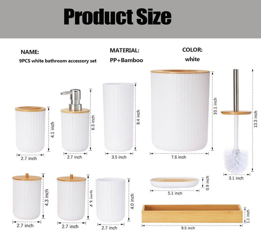 Bathroom Accessories Set 6 Pieces – Modern Toilet Brush, Soap Dispenser & Holder