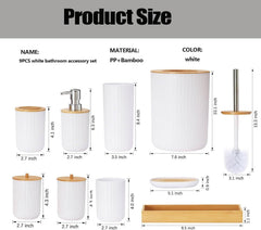 Bathroom Accessories Set 6 Pieces – Modern Toilet Brush, Soap Dispenser & Holder