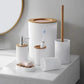 Bathroom Accessories Set 6 Pieces – Modern Toilet Brush, Soap Dispenser & Holder