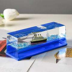 Cruise Ship Blue – Never-Sinking Fluid Drift Bottle Decoration