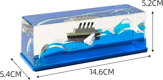 Cruise Ship Blue – Never-Sinking Fluid Drift Bottle Decoration