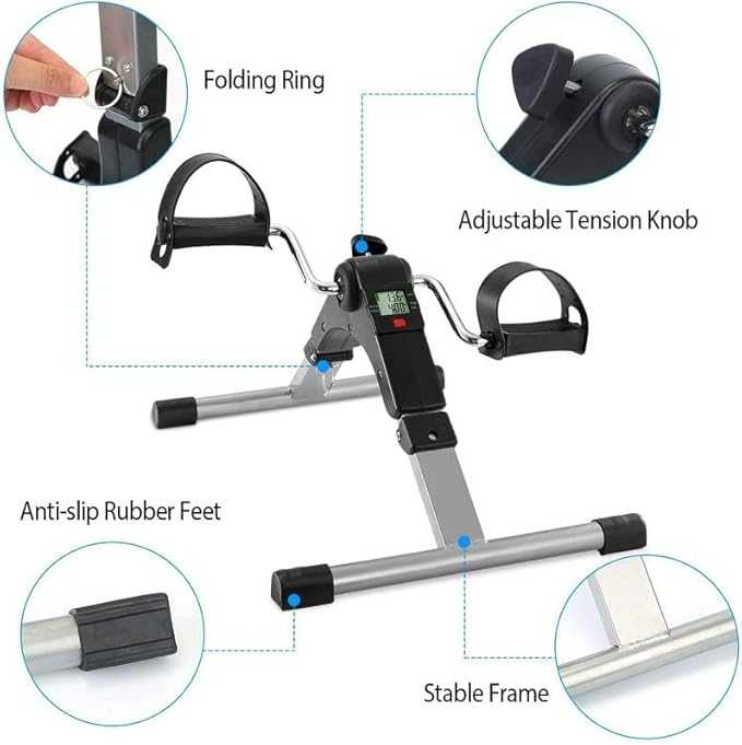 Arm Leg Exercise Peddler Machine – Under Desk Foldable Pedal Exerciser | Adjustable Resistance Mini Bike