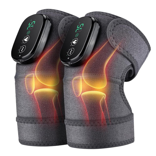 Electric Knee Massager – Heated Vibrating Knee Brace | 3-in-1 Cordless Pain Relief Wrap