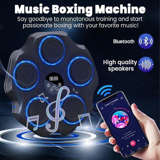 Electronic Musical Boxing Machine – 2025 Upgraded Bluetooth Wall-Mounted Punching Trainer | 9 Modes LED Light Boxing
