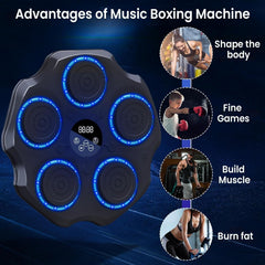 Electronic Musical Boxing Machine – 2025 Upgraded Bluetooth Wall-Mounted Punching Trainer | 9 Modes LED Light Boxing
