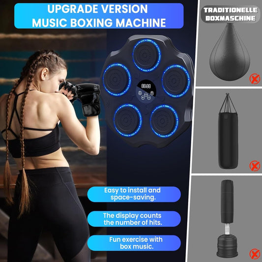 Electronic Musical Boxing Machine – 2025 Upgraded Bluetooth Wall-Mounted Punching Trainer | 9 Modes LED Light Boxing