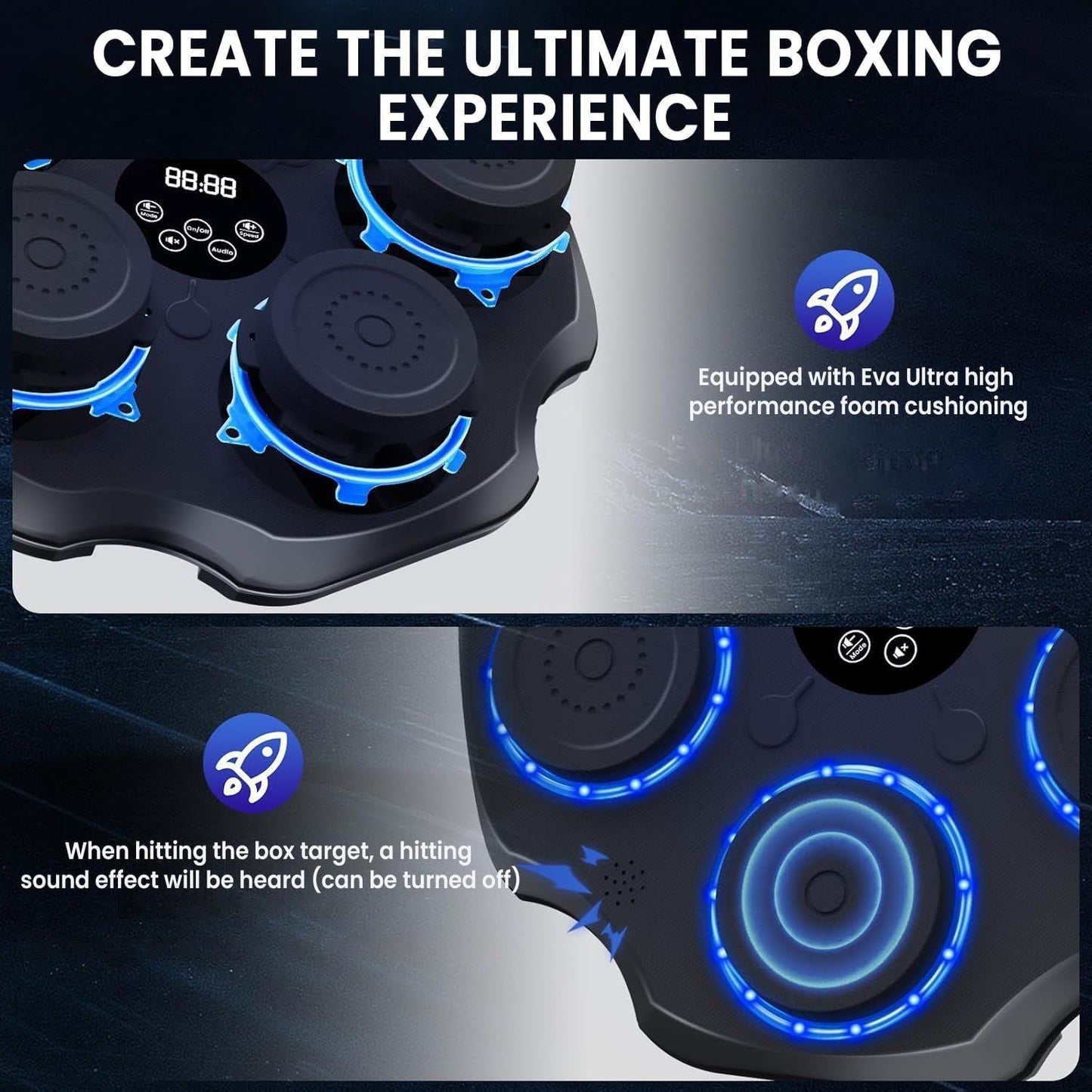Electronic Musical Boxing Machine – 2025 Upgraded Bluetooth Wall-Mounted Punching Trainer | 9 Modes LED Light Boxing