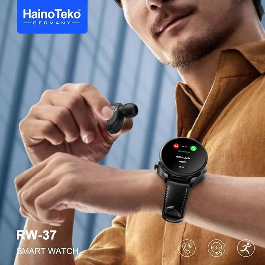 GTS 5 Smart Watch and Earbuds – AMOLED Round Dial with Heart Rate & Blood Pressure Monitor