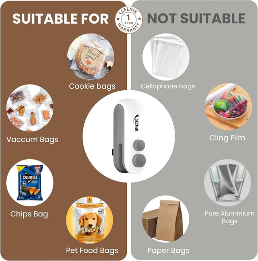 Mini Portable Bag Sealer – 2-in-1 Heat Sealer & Cutter with Rechargeable Battery