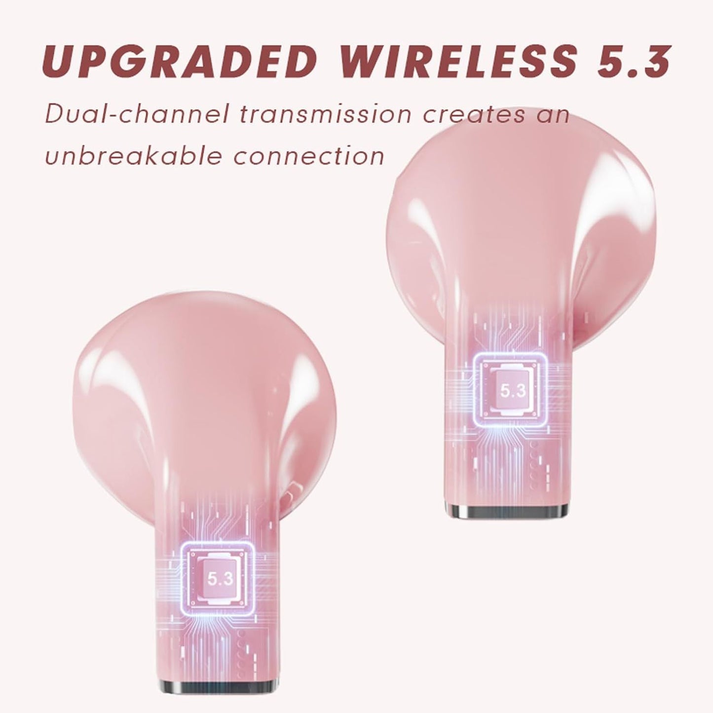 Pink Heart Design Wireless Earphones for Girls – Convertible Heart Shape Case with Bluetooth 5.3