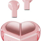 Pink Heart Design Wireless Earphones for Girls – Convertible Heart Shape Case with Bluetooth 5.3