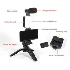 Smartphone & Camera Vlogging Studio Kit – U-Shaped Grip with Cold Shoe Mount