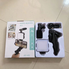 Smartphone & Camera Vlogging Studio Kit – U-Shaped Grip with Cold Shoe Mount