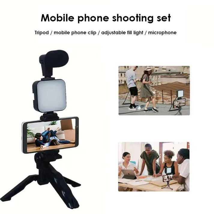Smartphone & Camera Vlogging Studio Kit – U-Shaped Grip with Cold Shoe Mount