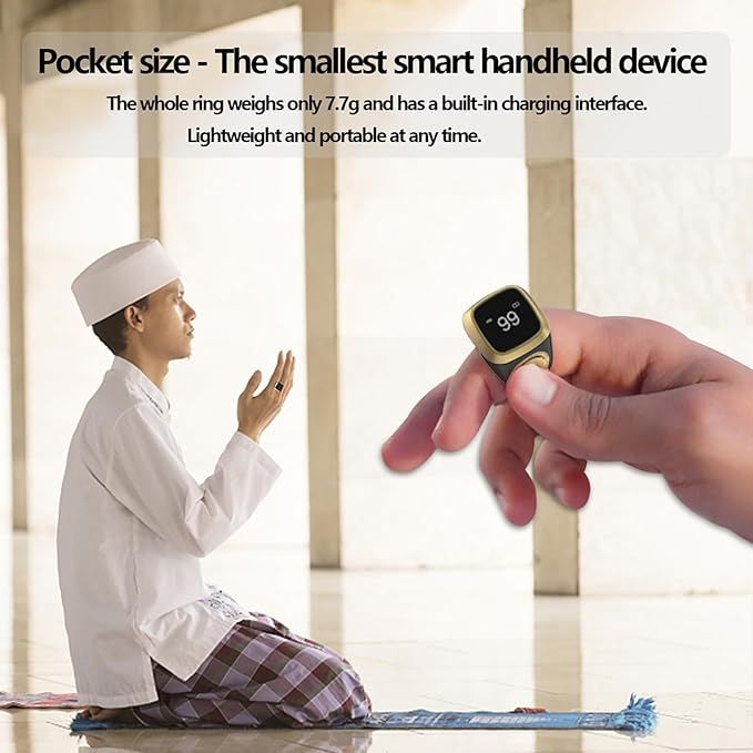 Zikr Ring – World's Smallest Smart Ring with OLED Display & Tasbeeh Counter