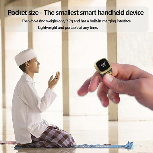 Zikr Ring – World's Smallest Smart Ring with OLED Display & Tasbeeh Counter